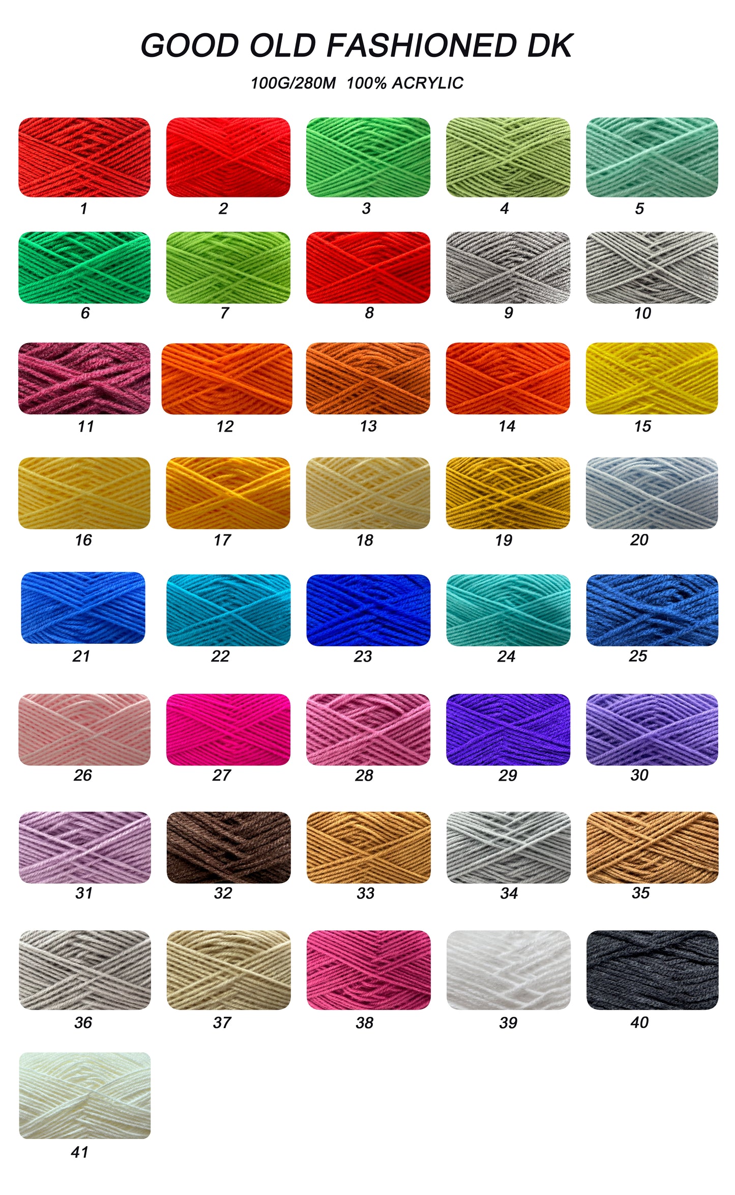 Good Old Fashioned Dk 100 Balls Mix - 100% Acrylic 100 gram, 280 Meters Plain Double Knitting