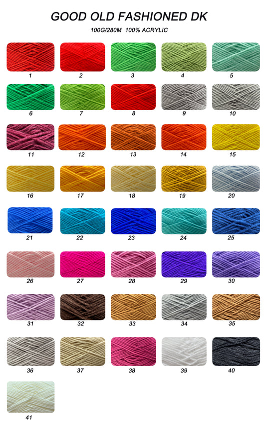 Good Old Fashioned Dk 100 Balls Mix - 100% Acrylic 100 gram, 280 Meters Plain Double Knitting